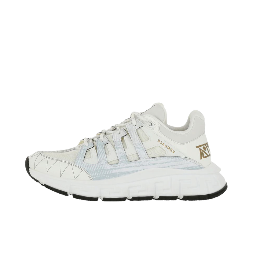 Кецове и обувки Versace Trigreca Glitter Sneaker White Gold (Women's) Бяло | 1004182 D18TCG D0191 10024