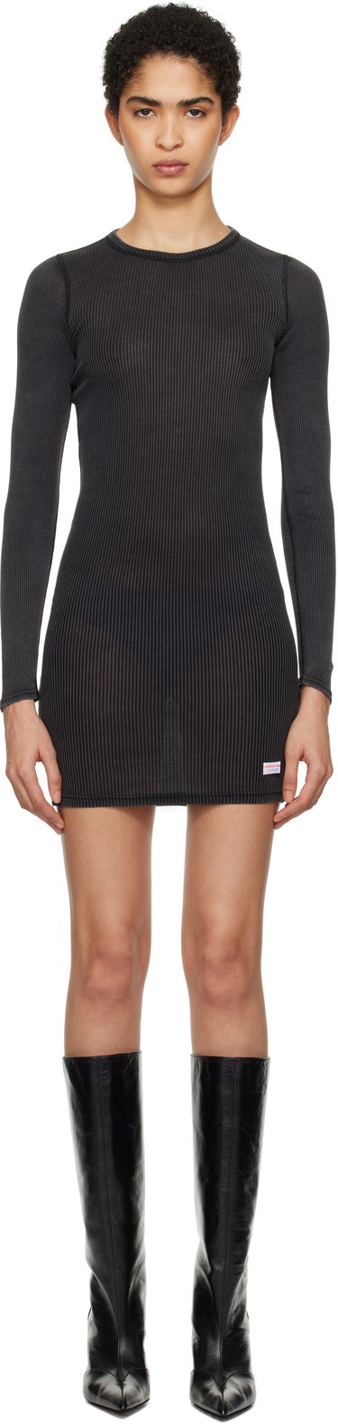 Pокля Alexander Wang Alexander Wang Crewneck Long Sleeve Mini Dress Черно | 8C1246646W, 0