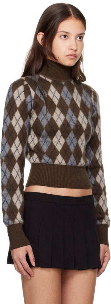 Пуловер GUIZIO Guizio Delia Argyle Cropped Turtleneck Sweater Кафяво | H24603S047, 1