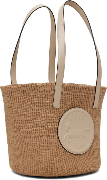 Голяма пазарска чанта CHLOÉ Chloe Horse Medal Basket Tote Бежово | CHC25SS591O82, 3