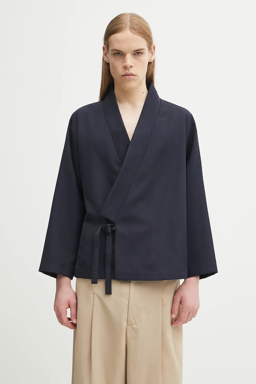 Яке KENZO Kenzo Kimono Wool Jacket Тъмно синьо | FE65VE1409RE