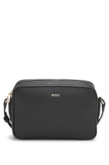 Чанта през рамо BOSS BOSS Grained Leather Crossbody Bag Черно | 50547733, 0