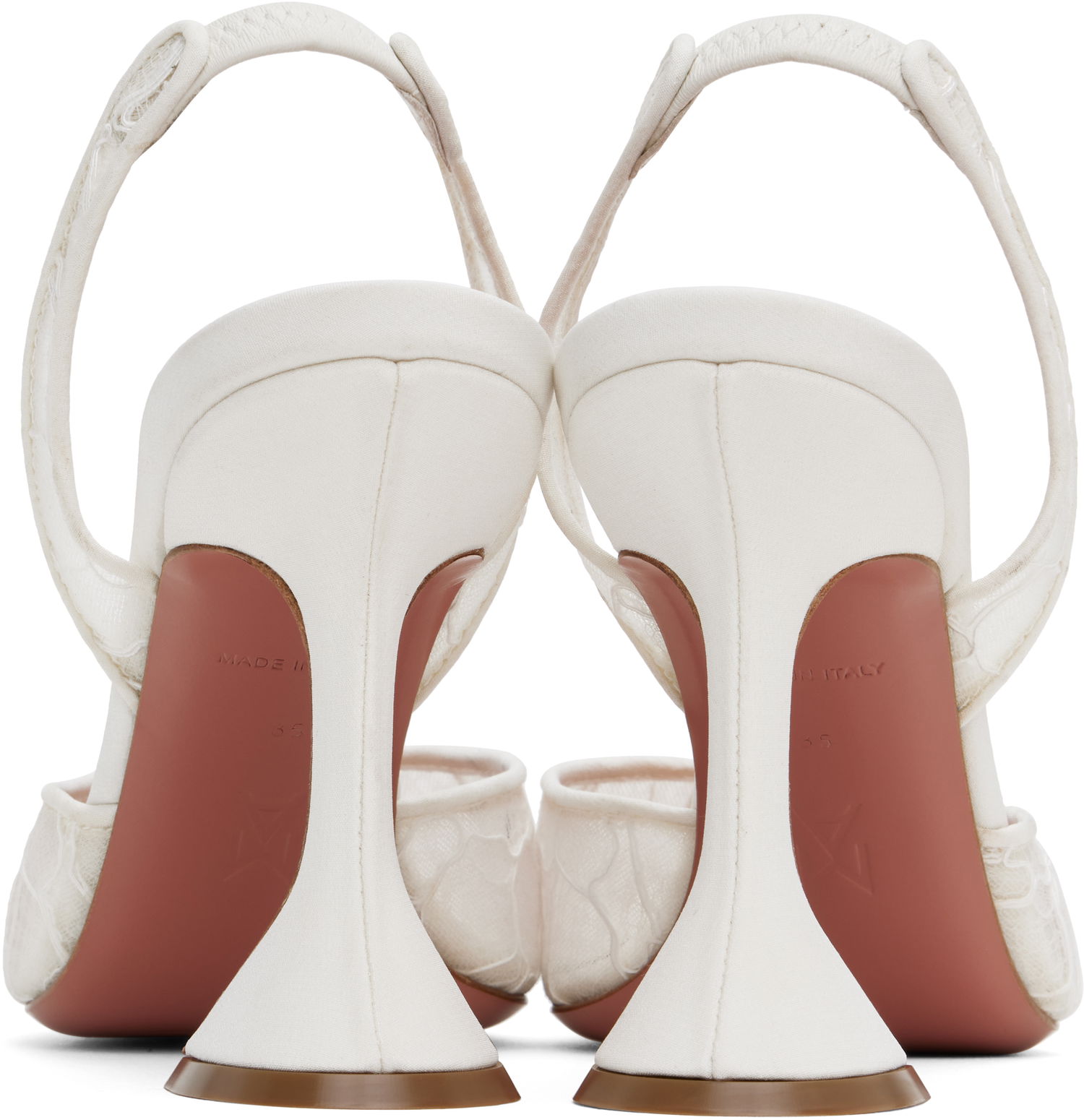 Кецове и обувки Amina Muaddi Amina Muaddi Holli Lace Slingback Heels Бяло | HOLLI LACE SLING LACE, 1