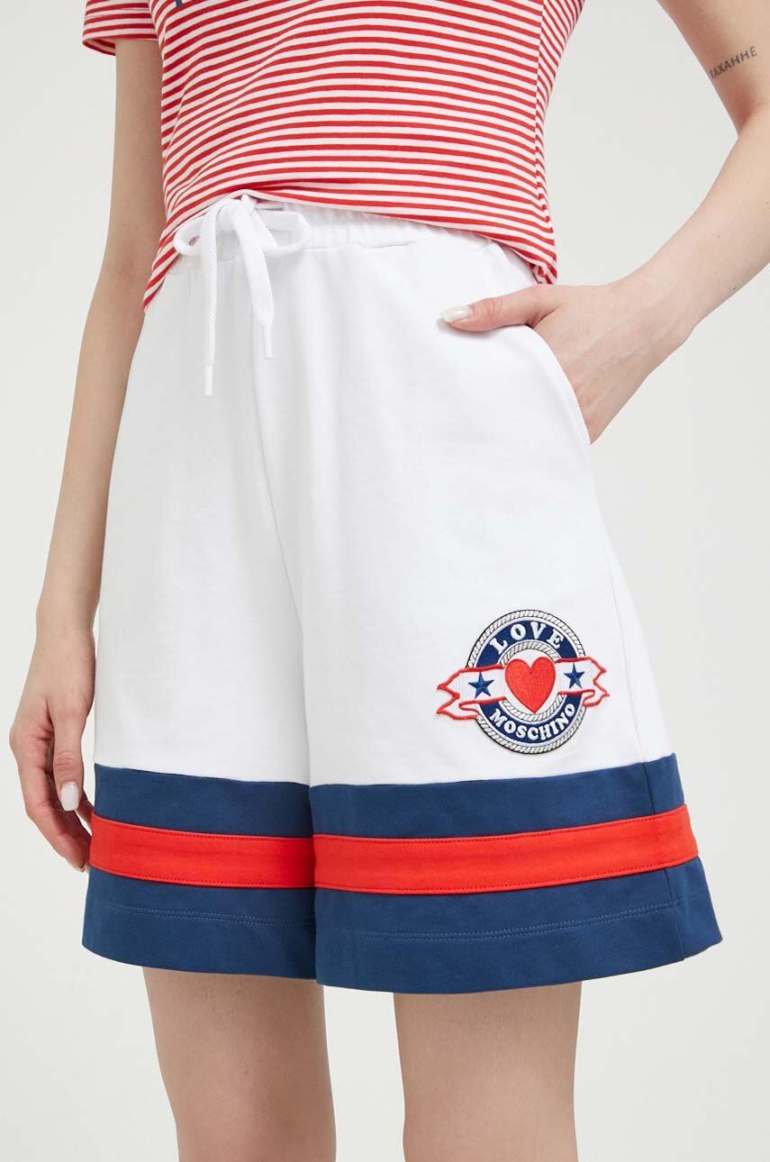 Къси панталони Moschino Love High Waist Cotton Shorts Бяло | W.1.635.80.M.4417, 0