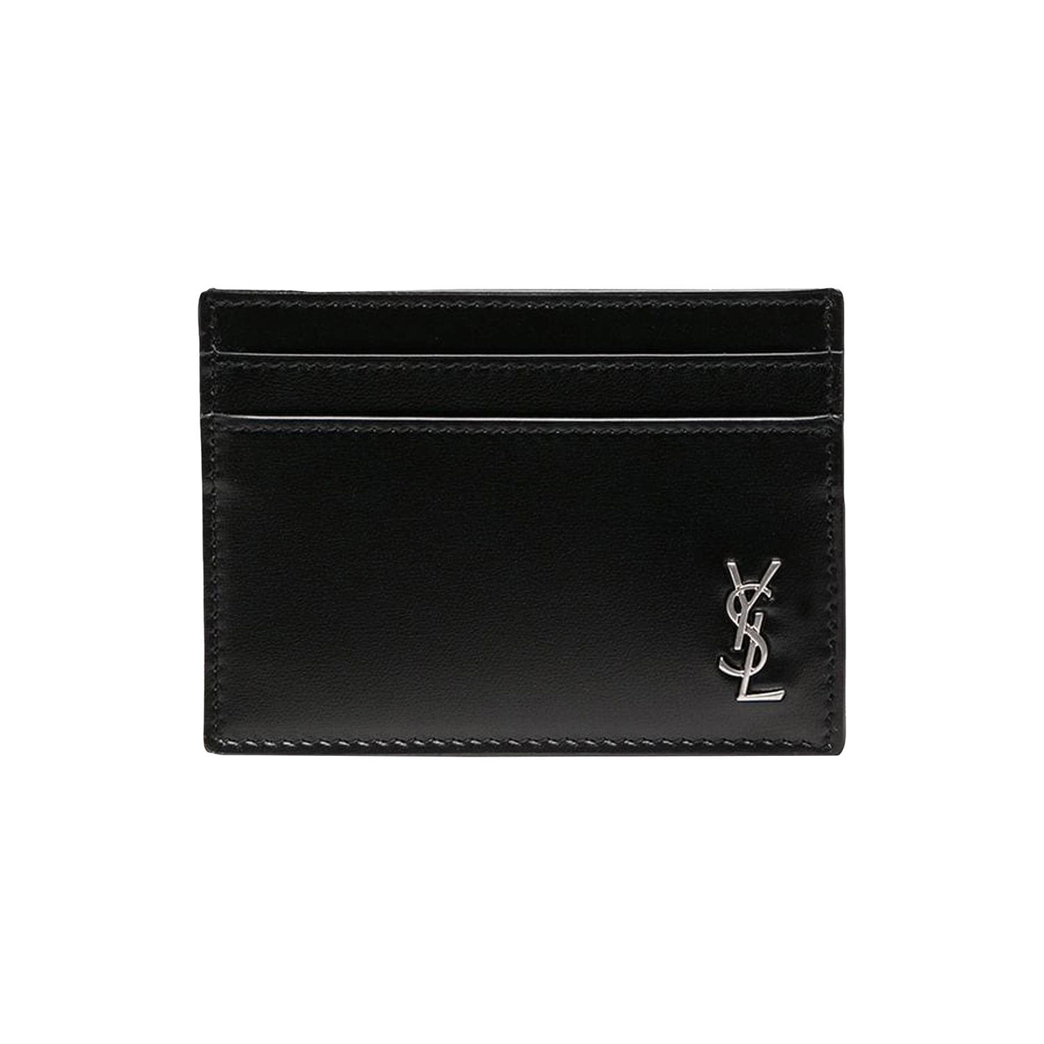 Портфейл Saint Laurent Logo Plaque Cardholder Черно | 607603 1JB0E 1000, 1