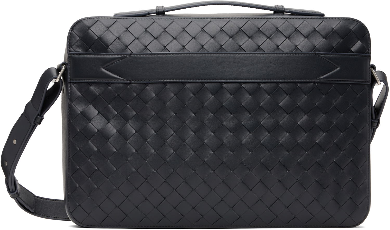 Чанта през рамо Bottega Veneta Woven Leather Slim Briefcase Черно | 786662-V2HL1-4211, 0
