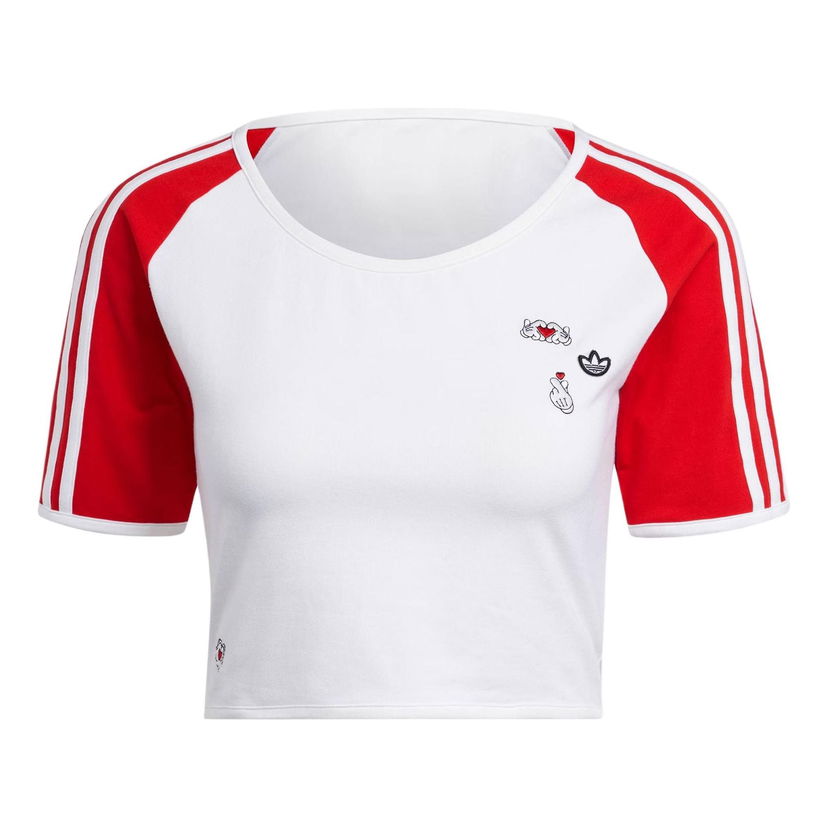 Съкратен топ adidas Originals Mickey Mouse x 3-Stripes Icon Baby T-Shirt Бяло | IY2268