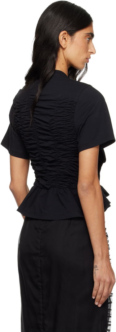 Тениска Cecilie Bahnsen Cecilie Bahnsen Ace Short-Sleeve Ruched Peplum T-shirt Черно | 3.25RTW19001, 2