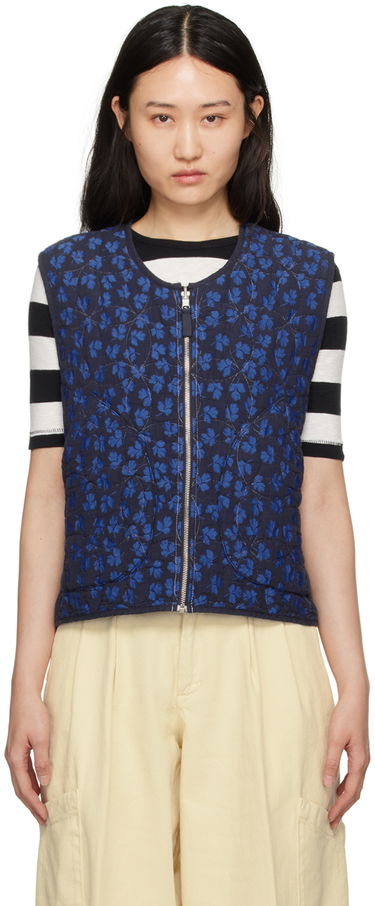 Жилетка YMC Reversible Quilted Floral Vest Синьо | Q5WAC, 0