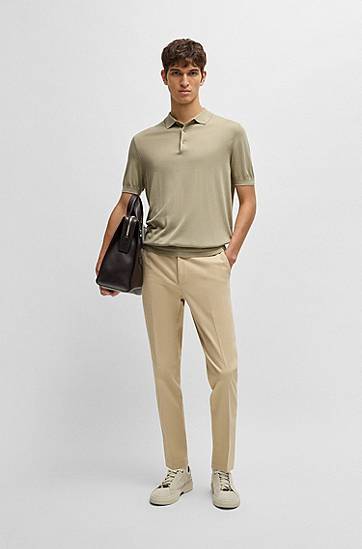 Поло тениска BOSS Regular-Fit Knit Polo Shirt Зелено | 50530838, 1