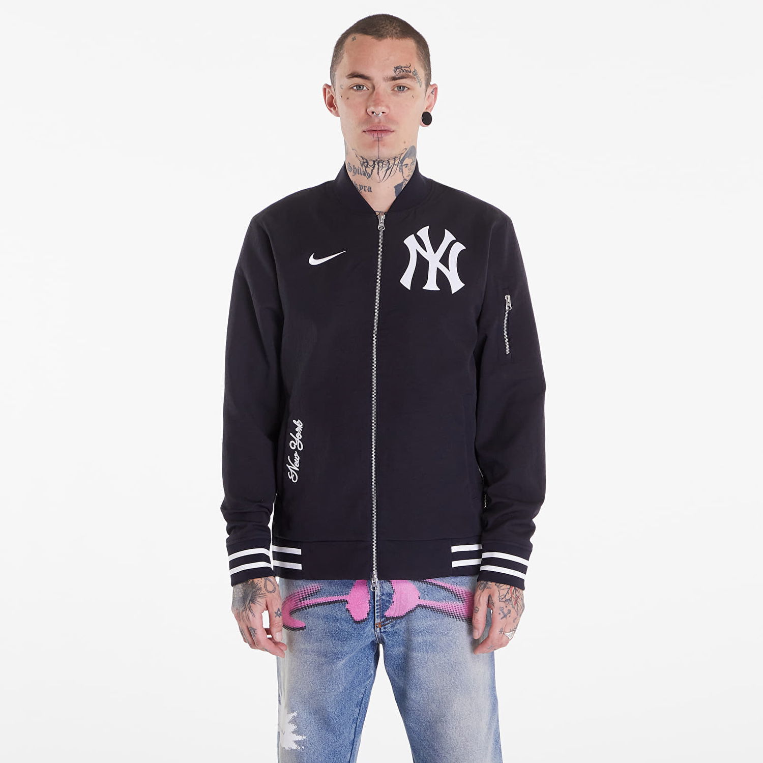 Яке бомбър Nike AC Bomber Jacket Pitch Blue/ Pitch Blue/ White Черно | 015D-03AZ-NK-132, 0