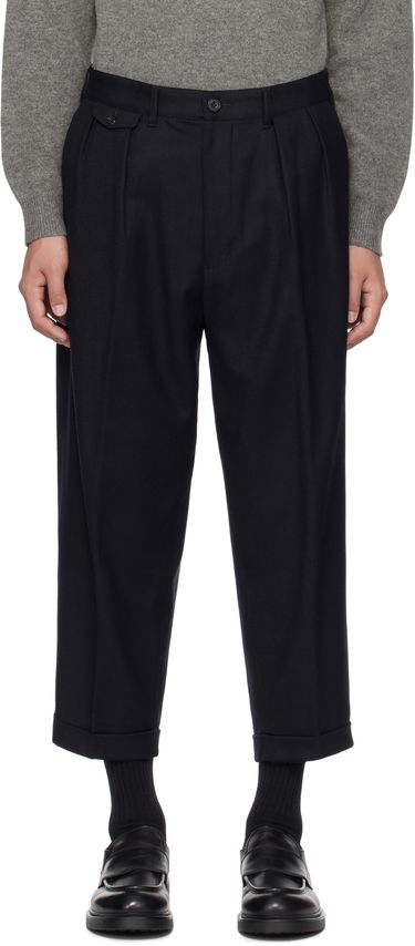 Панталони BEAMS Beams Plus 2 Pleats Flannel Tapered Trousers Тъмно синьо | 38230113277, 0