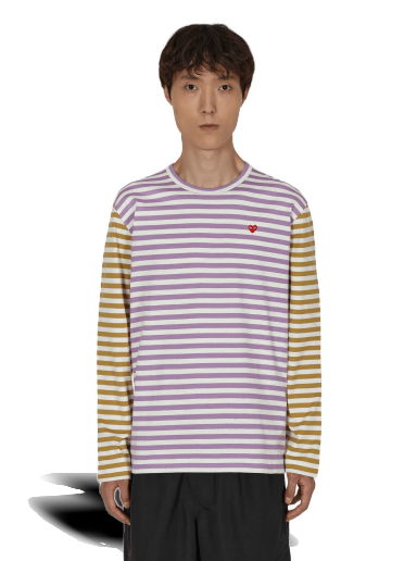 Тениска Comme des Garçons Bi-Color Stripe T-Shirt Лилаво | P1T318 4