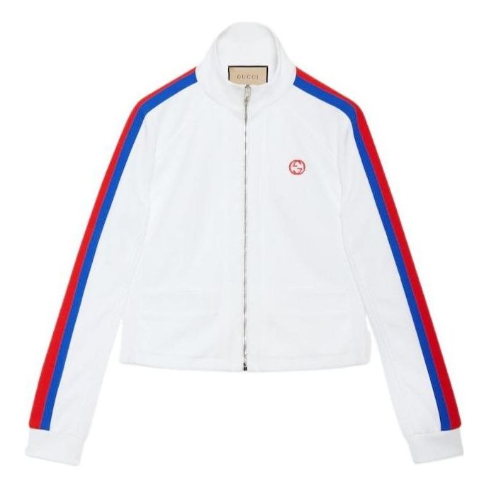 Яке бомбър Gucci Technical Jersey Zip Jacket Бяло | 773012-XJF7L-9799