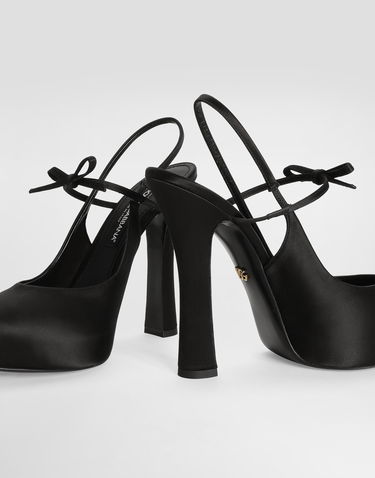 Аксесоари Dolce & Gabbana Dolce & Gabbana Satin Slingbacks with Bow Detail Черно | CG0930AE5478B956, 3