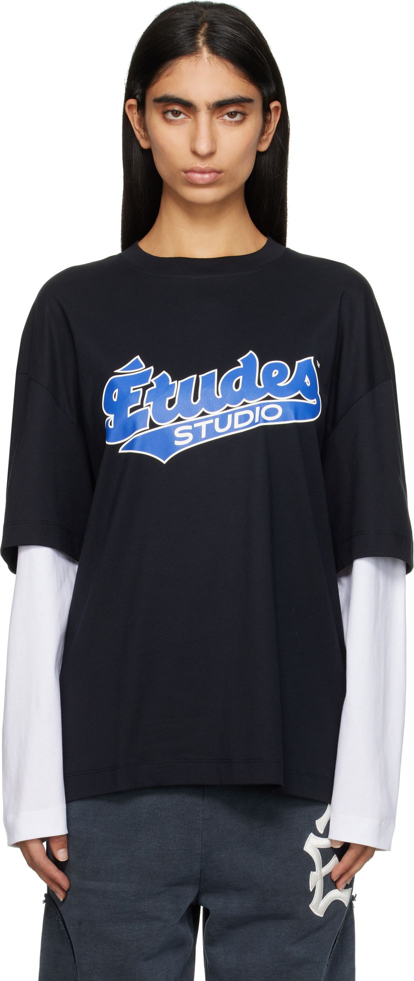 Тениска Études Double Sleeve T-Shirt Etudes Studio Черно | H24MMTSH184-99