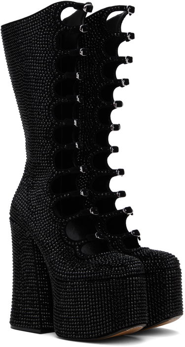 Грижа за обувките Marc Jacobs Marc Jacobs 'The Rhinestone Kiki' Knee-High Platform Boots Черно | 2P4FBO001F19, 3