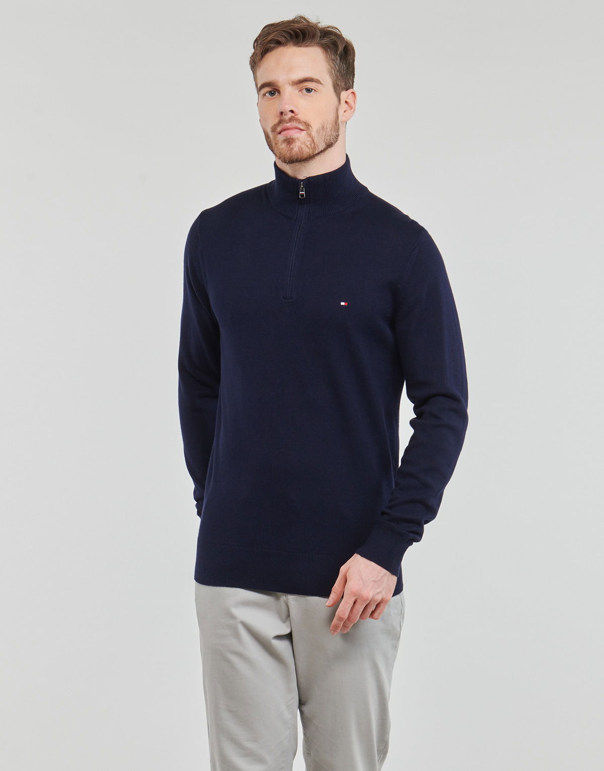 Пуловер Tommy Hilfiger PIMA ORG CTN CASHMERE ZIP MOCK Бежово | MW0MW28049-DW5, 1