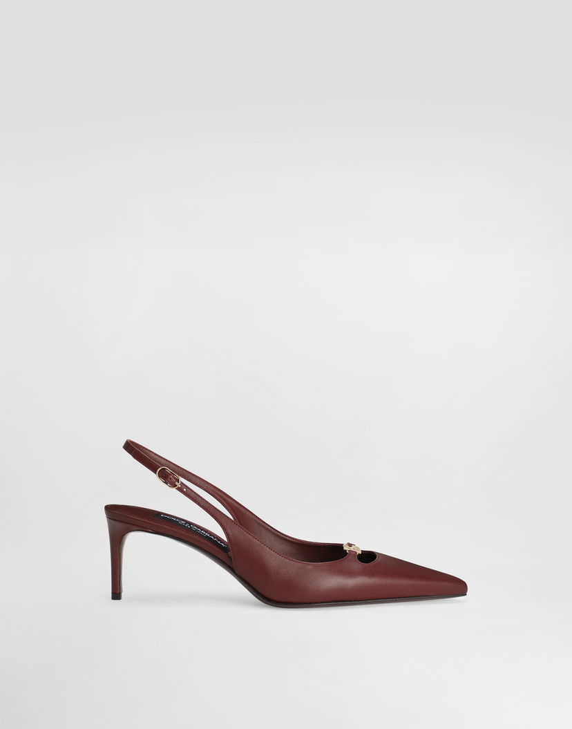 Аксесоари Dolce & Gabbana Dolce & Gabbana Silk-Effect Nappa Leather Slingbacks Бургунди | CG0796A195380346