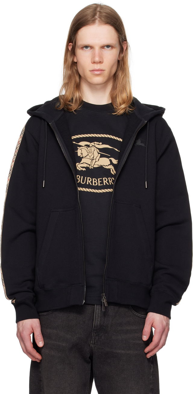 Burberry Check Trim Cotton Zip Hoodie