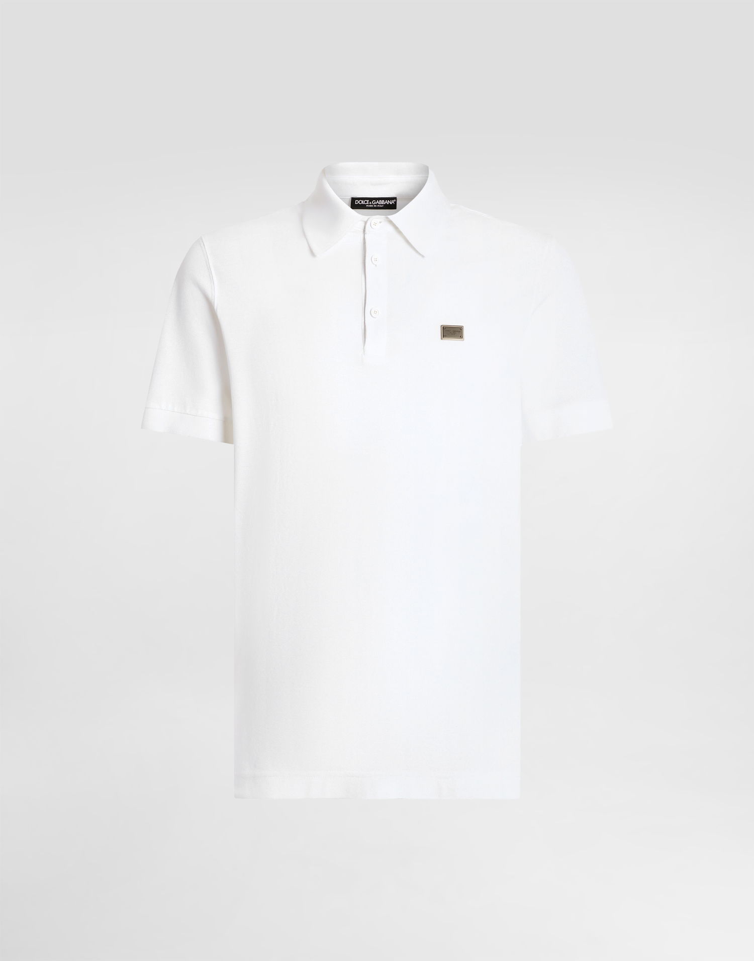 Поло тениска Dolce & Gabbana Dolce & Gabbana Cotton Polo Shirt with Metal Logo Tag Бяло | G8SN1TFU7ENW0800, 0