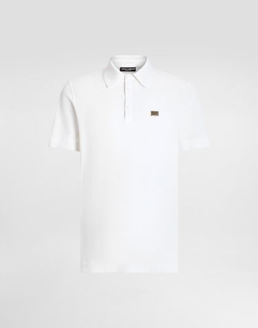 Поло тениска Dolce & Gabbana Dolce & Gabbana Cotton Polo Shirt with Metal Logo Tag Бяло | G8SN1TFU7ENW0800, 0