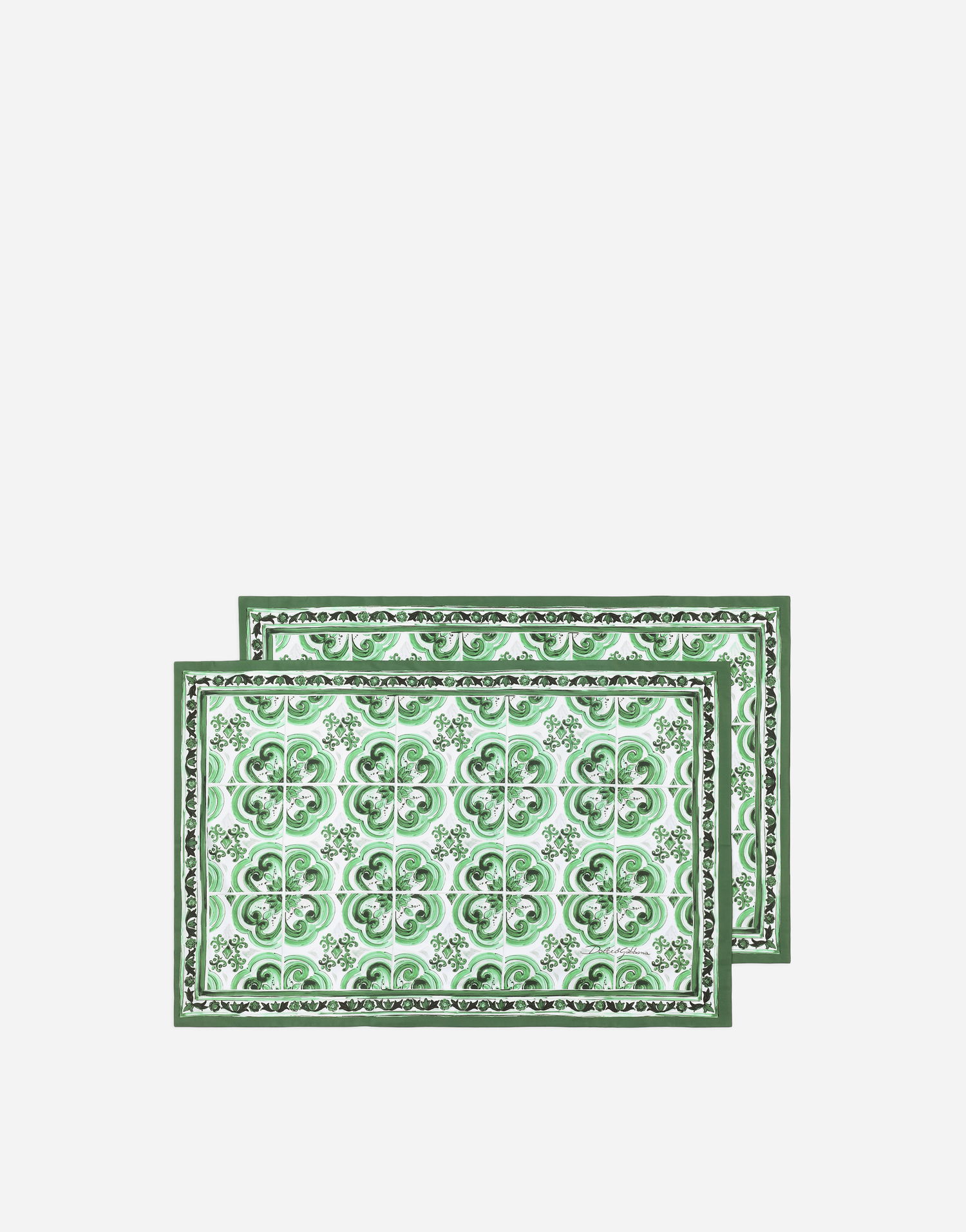 Аксесоари Dolce & Gabbana Dolce & Gabbana Set of 2 Cotton Sateen Pillowcases with Green Tile Print Зелено | TCES02TCAKFUV009, 1