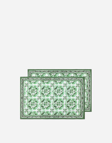 Аксесоари Dolce & Gabbana Dolce & Gabbana Set of 2 Cotton Sateen Pillowcases with Green Tile Print Зелено | TCES02TCAKFUV009, 1