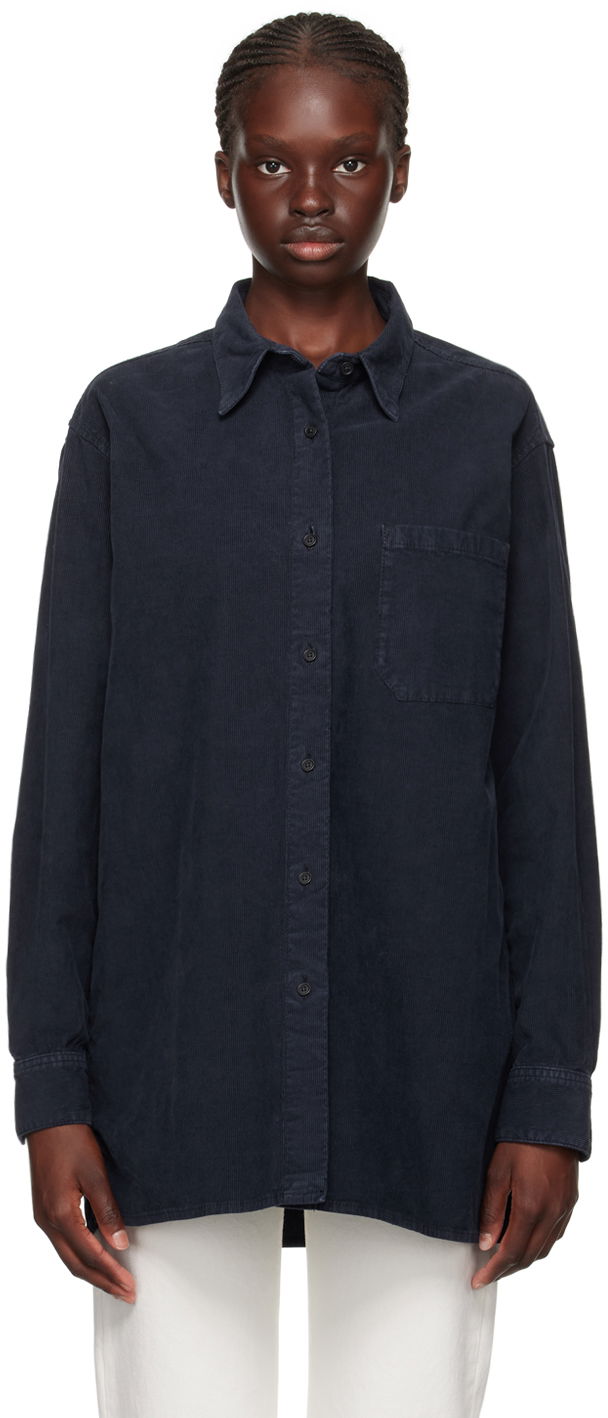 Риза The Row Corduroy Oversized Shirt Синьо | 7553-W2789, 0