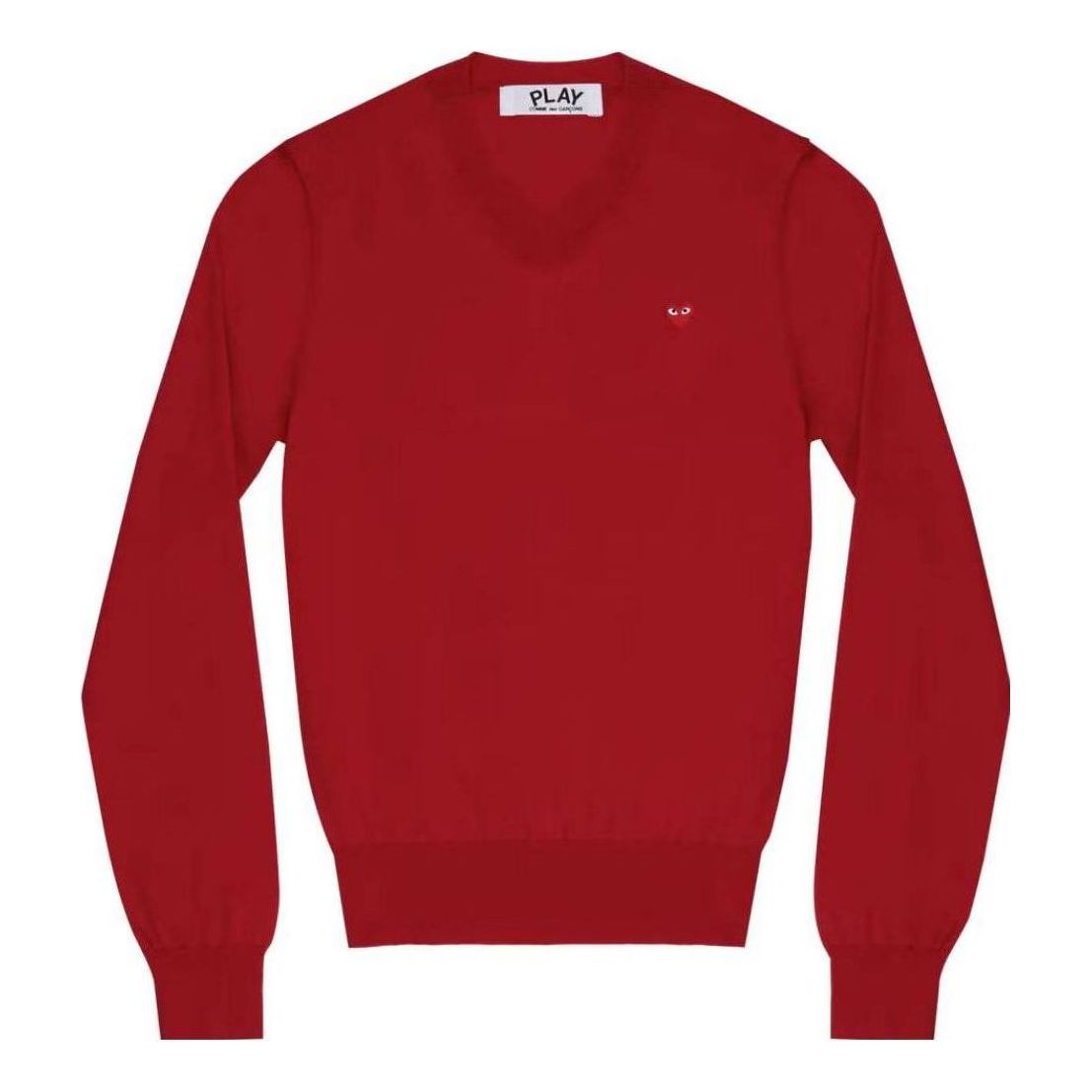 Пуловер Comme des Garçons COMME des GARCONS PLAY Long Sleeve V-Neck Sweater with Small Heart Logo Червено | AZ-N051-051-3, 0