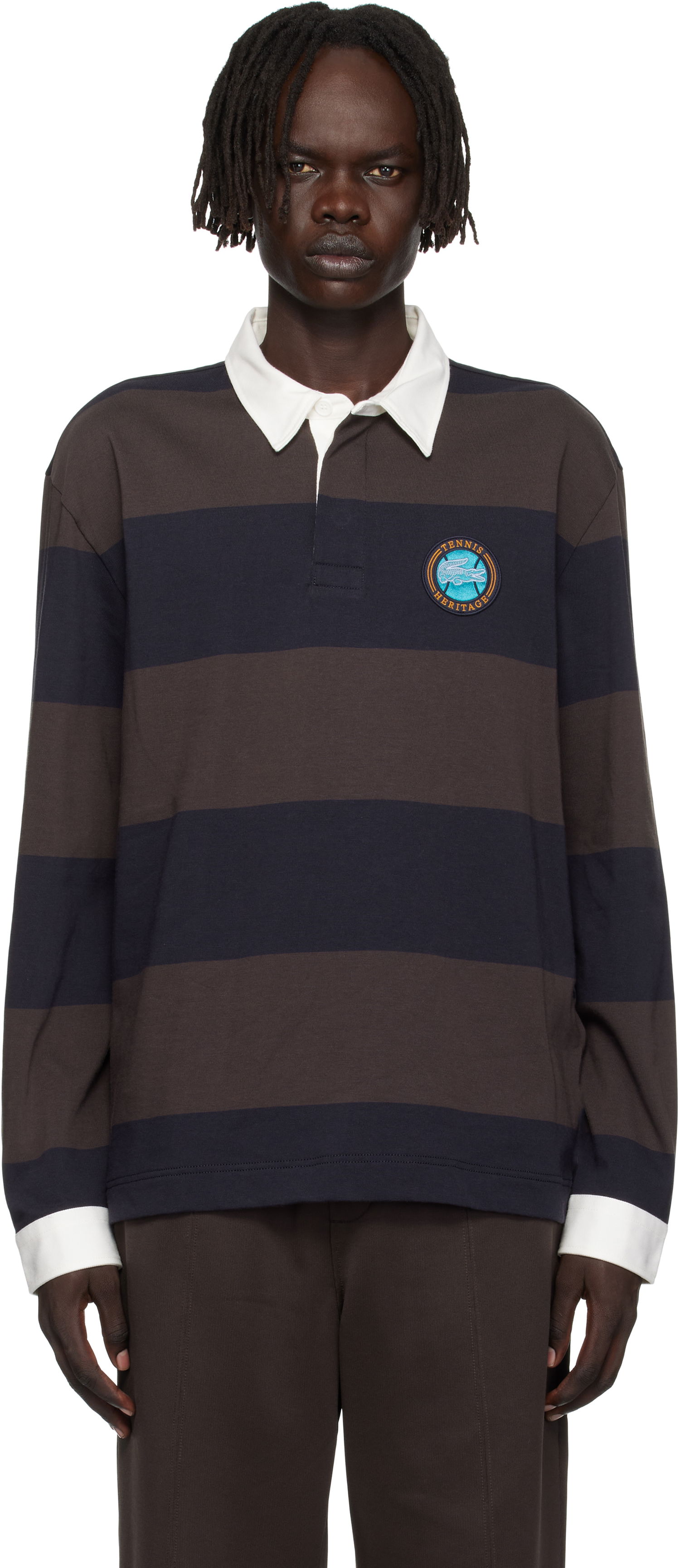 Поло тениска Lacoste Lacoste Relaxed Fit Striped Rugby Polo Кафяво | KH5916_6IY, 0