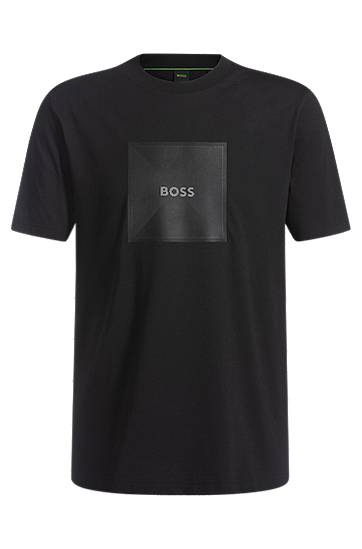 Тениска BOSS BOSS Cotton-Jersey T-Shirt with Logo Patch Черно | 50538096, 0