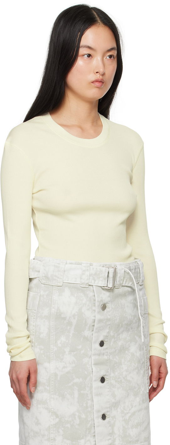 Пуловер LEMAIRE LEMAIRE Women's Ribbed Long Sleeve T-Shirt Жълто | TO1147 LJ1017, 1