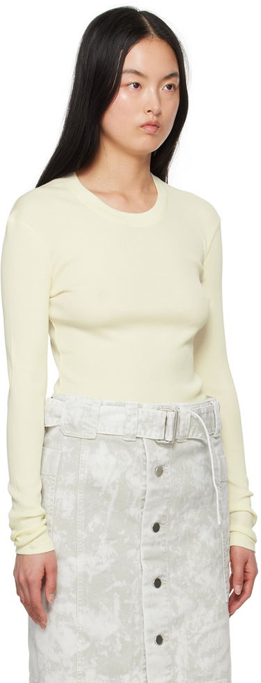 Пуловер LEMAIRE LEMAIRE Women's Ribbed Long Sleeve T-Shirt Жълто | TO1147 LJ1017, 1