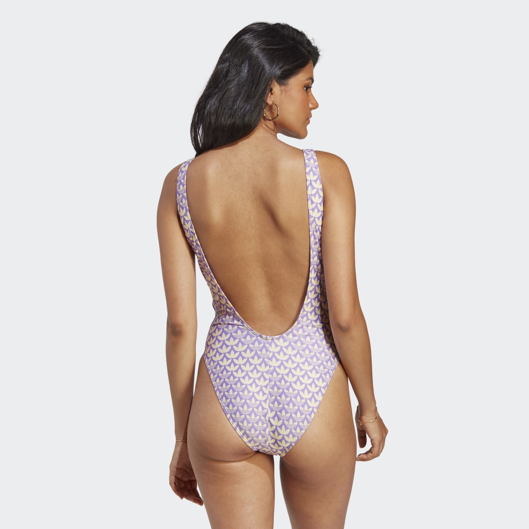 Бански adidas Originals Monogram 3-Stripes Swimsuit Лилаво | HZ4110, 1