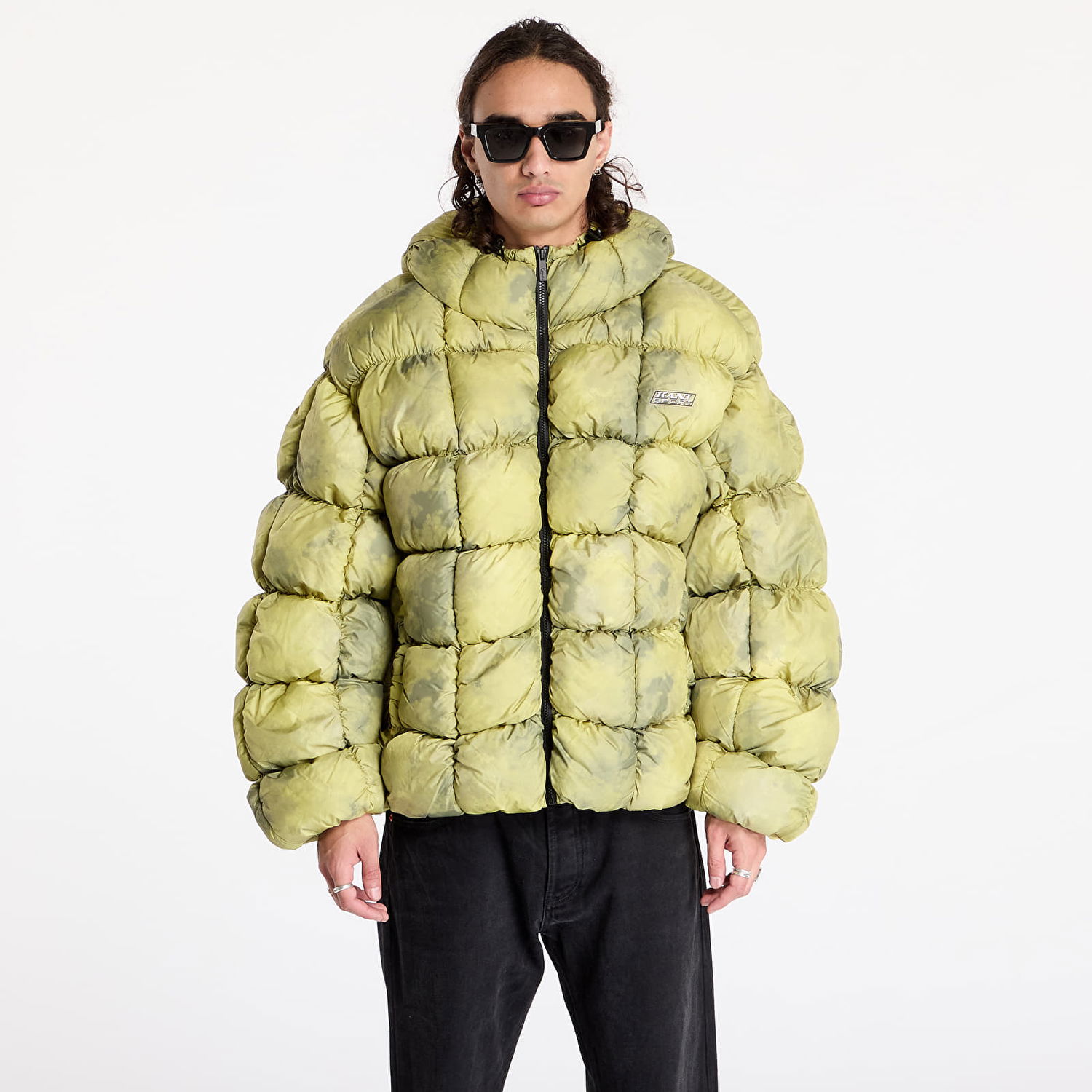Пухо яке Karl Kani Jacket Sport Patch Square Quilted Puffer Jacket Lime Green L Жълто | 60760018, 0