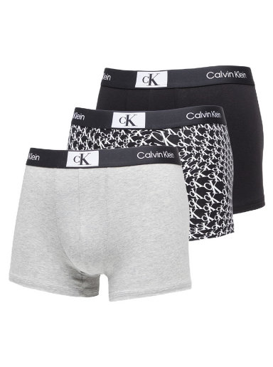 Боксерки CALVIN KLEIN 96 Cotton Trunk 3-Pack Black/ Grey Heather/ Warped Logo Print Black Многоцветен | NB3528E JGN