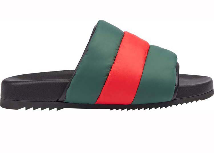 Кецове и обувки Gucci Padded Web Slide Red Green Зелено | 692387 UFR30 3060, 0