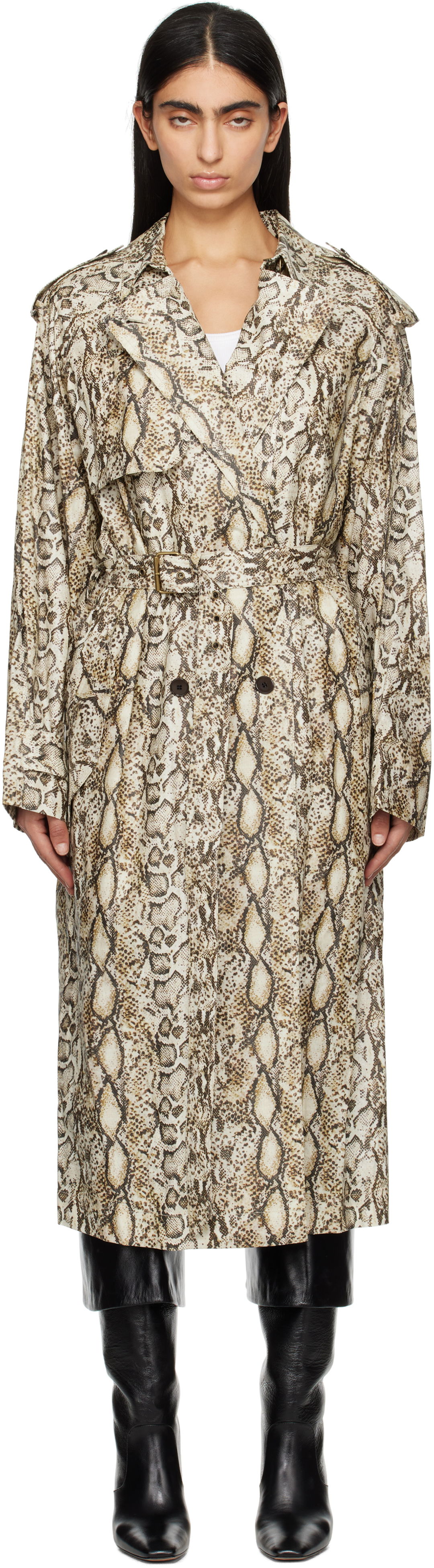 Тренчкот ISABEL MARANT Isabel Marant Freanne Snakeskin Trench Coat Бежово | MA0410FA-C1C01I, 0