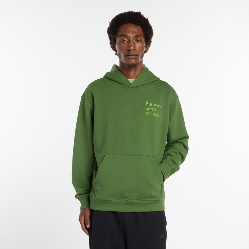 Суитчър New Balance Hoodie with 'Runners aren't normal' Slogan Зелено | NBMT53918DAE