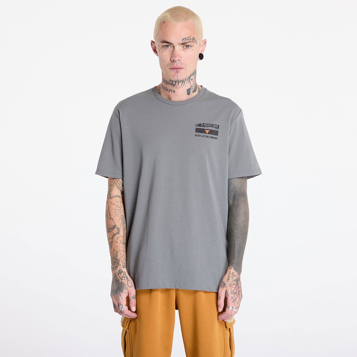 Тениска Under Armour T-shirt Project Rock 60/40S SS 4 Tools Clay Green/ Team Orange/ Black S Сиво | 1386909-709, 0