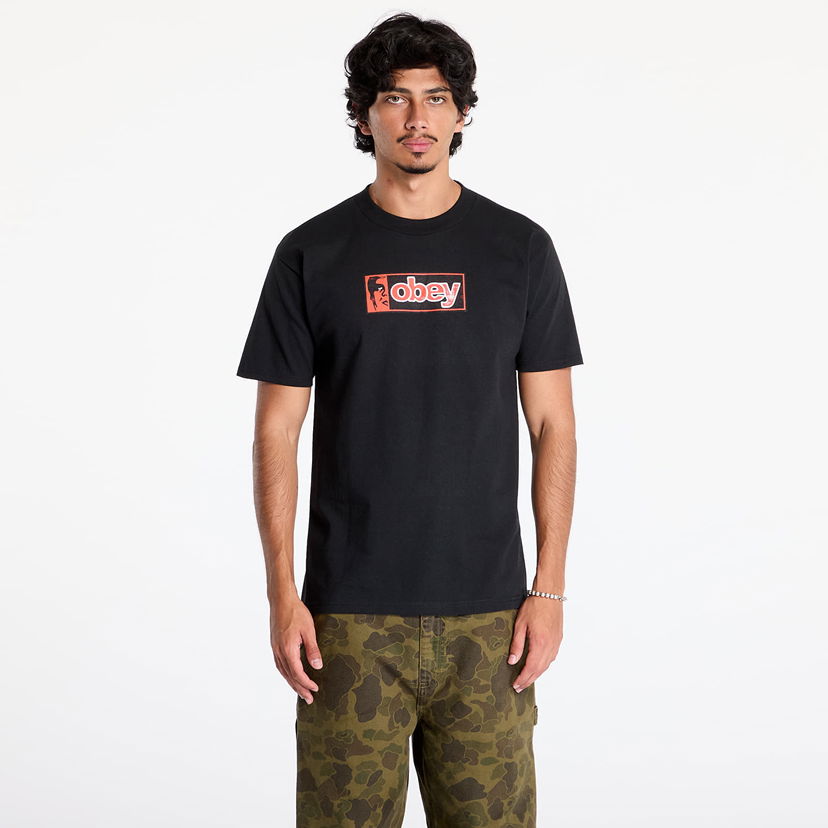 Тениска OBEY Half Icon T-Shirt Black Черно | 165263911-BLK