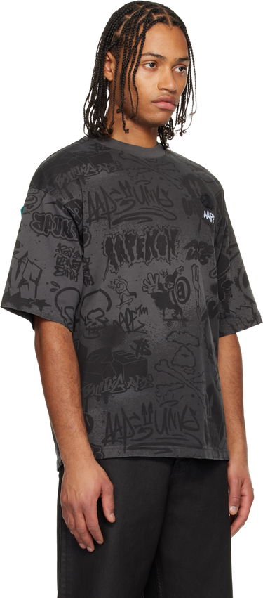 Тениска AAPE by A Bathing Ape Moonface Logo T-shirt Сиво | AAPTEM1665XXOBKX, 1