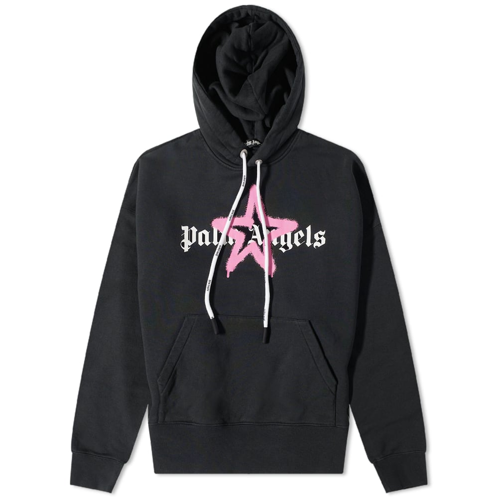 Суитчър Palm Angels Star Sprayed Logo Popover Hoody Черно | PMBB058C99FLE0071030, 0