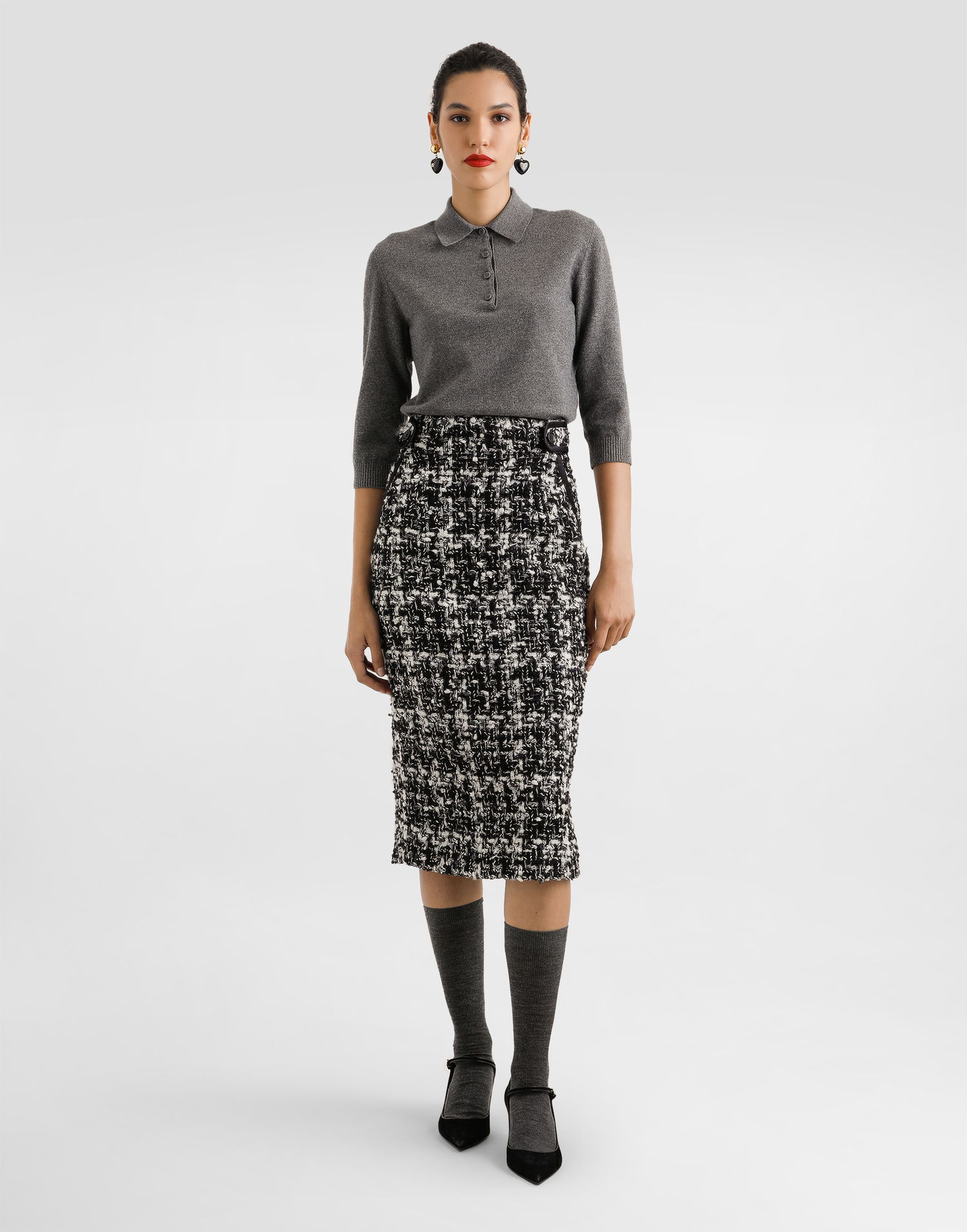 Пуловер Dolce & Gabbana Dolce & Gabbana Cashmere Polo Sweater Сиво | FXZ32ZJDVC2S8292, 1