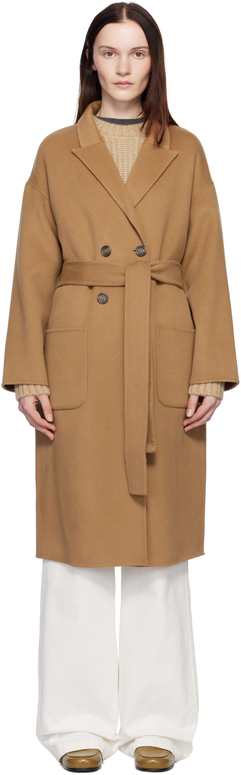 Палта Anine Bing Anine Bing Dylan Double-Breasted Wool Coat Кафяво | A-01-4001-200