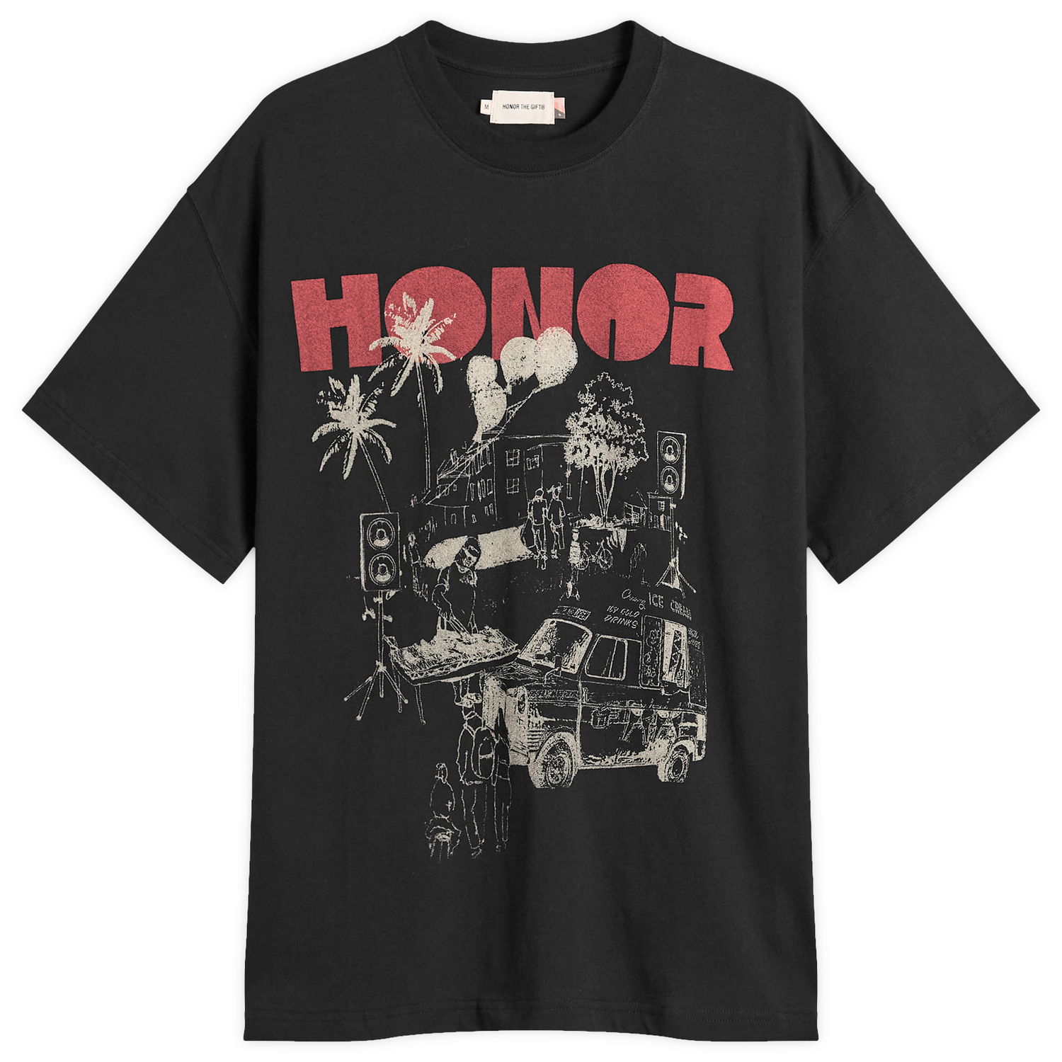 Тениска Honor The Gift Honor the Gift Block Party Graphic T-Shirt, Size Large Черно | HTG250243-BLK, 0