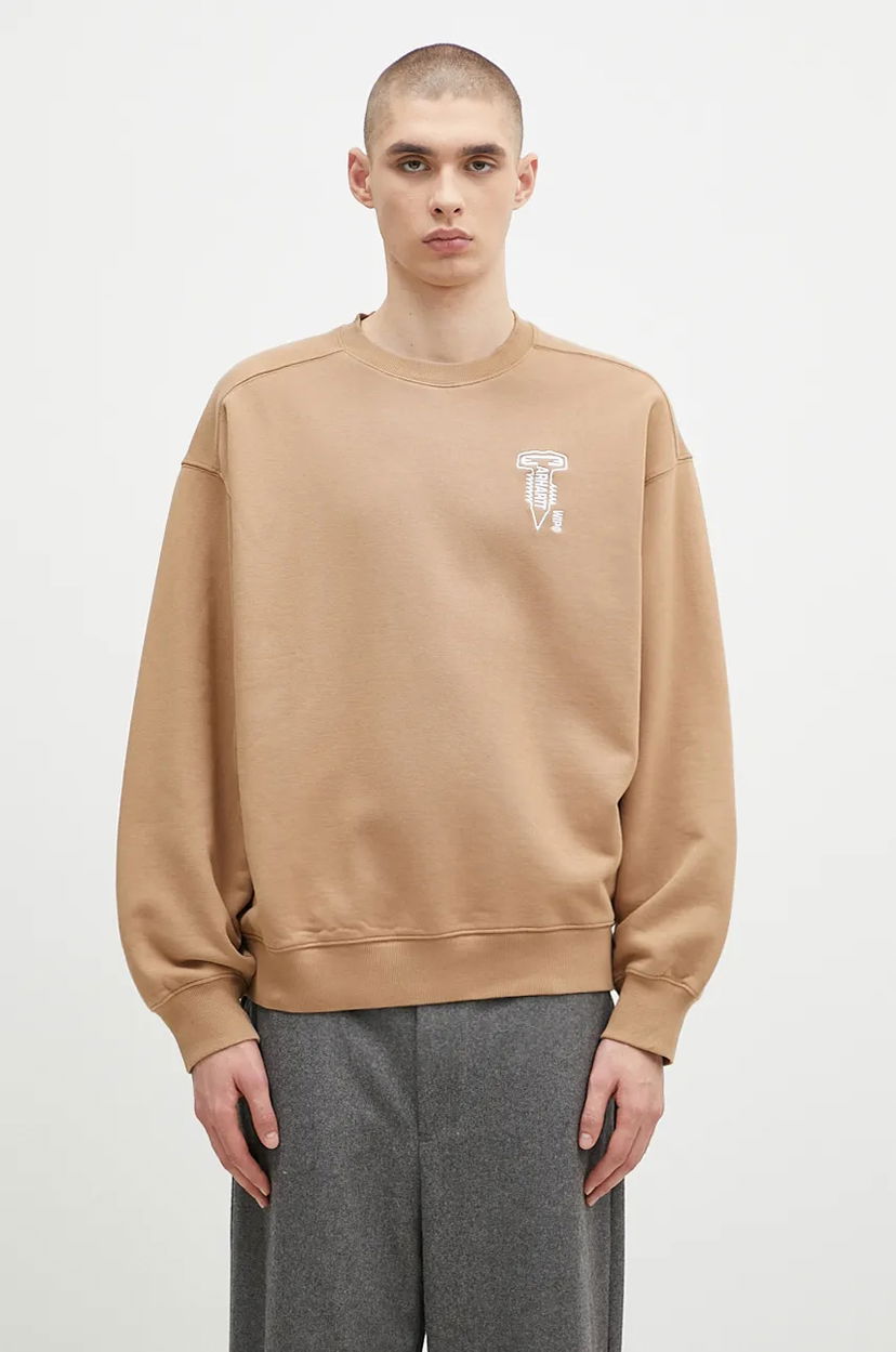 Суитчър Carhartt WIP Oversized Cross Screw Graphic Sweatshirt Бежово | I034039.2KCXX