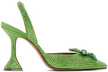Кецове и обувки Amina Muaddi Amina Muaddi Rosie Crystal Slingback Heels Зелено | ROSIE CRYSTAL CL SUEDE, 0