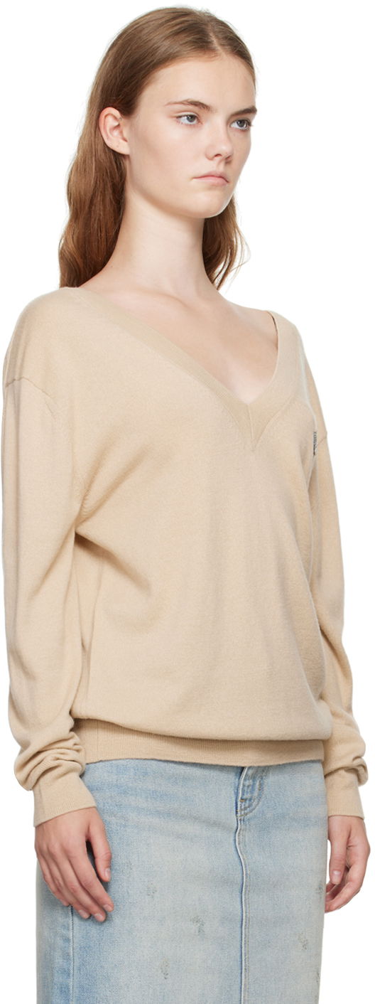 Пуловер We11done Deep V-Neck Sweater Бежово | WD-KT2-24-642-W-BG, 1